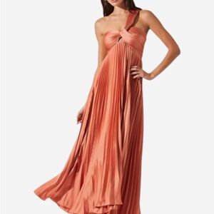 Revolve ASTR The Label One-Shoulder Coral Burnt Orange Dress